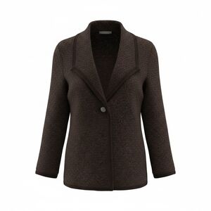 Misook Rich Brown One Button Textured Blazer Size L Petite